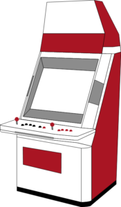 Grafik: Arcadeautomattyp Sit-Down (Gerät zum davorsetzen)