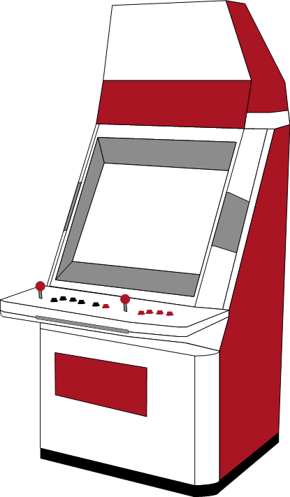 Grafik: Arcadeautomattyp Sit-Down (Gerät zum davorsetzen)