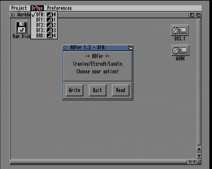 Screenshot: Amiga 1200 / WB3.1 - ADF-MENÜ-PROJECT - DRIVE