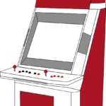 Grafik: Arcadeautomattyp Sit-Down (Gerät zum davorsetzen)